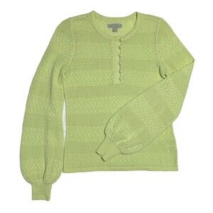 RYEGRASS Open Knit Sweater Women’s XS Green Bishop Sleeve